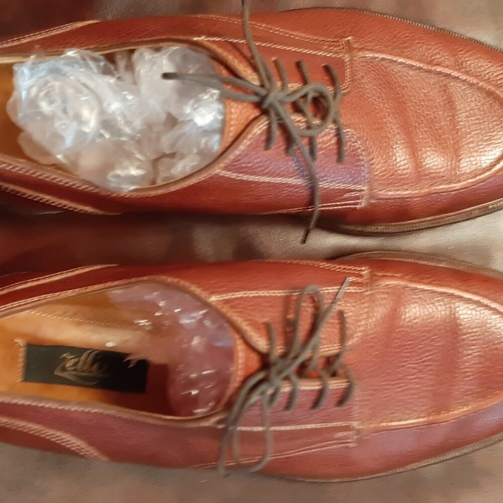 Mens Zelli Pebble Grain Italian leather lace-up dress shoes, 13M